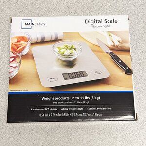 Mainstays Digital Scale, Food Scale, Stainless Steel Platform, LCD 11 Lbs NEW